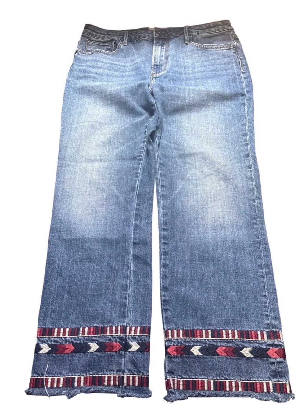 DRIFTWOOD Medium Blue Embroidered Wide-Leg Jeans NWT